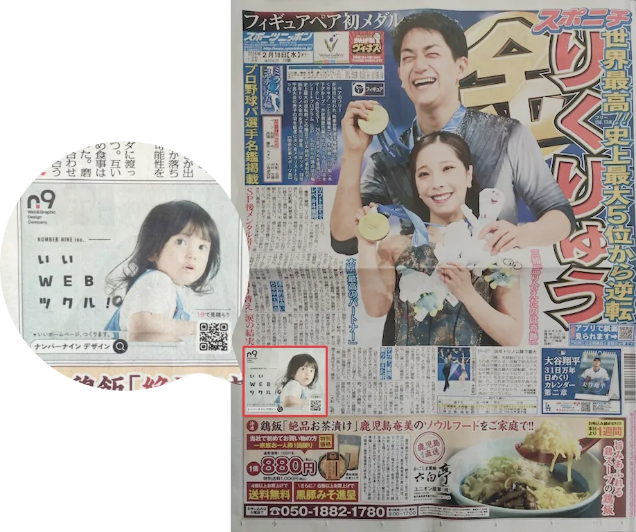 ナンバーナイン株式会社が掲載されたスポーツニッポン新聞